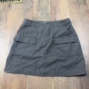 Vintage Gap Surplus Cargo Mini Skirt Size 8 Cotton Utility Y2K Charcoal Gray